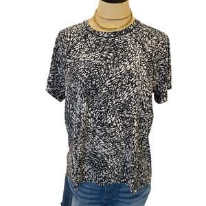 ATHLETA Black White Patterned Workout Athleisure Top Shirt M